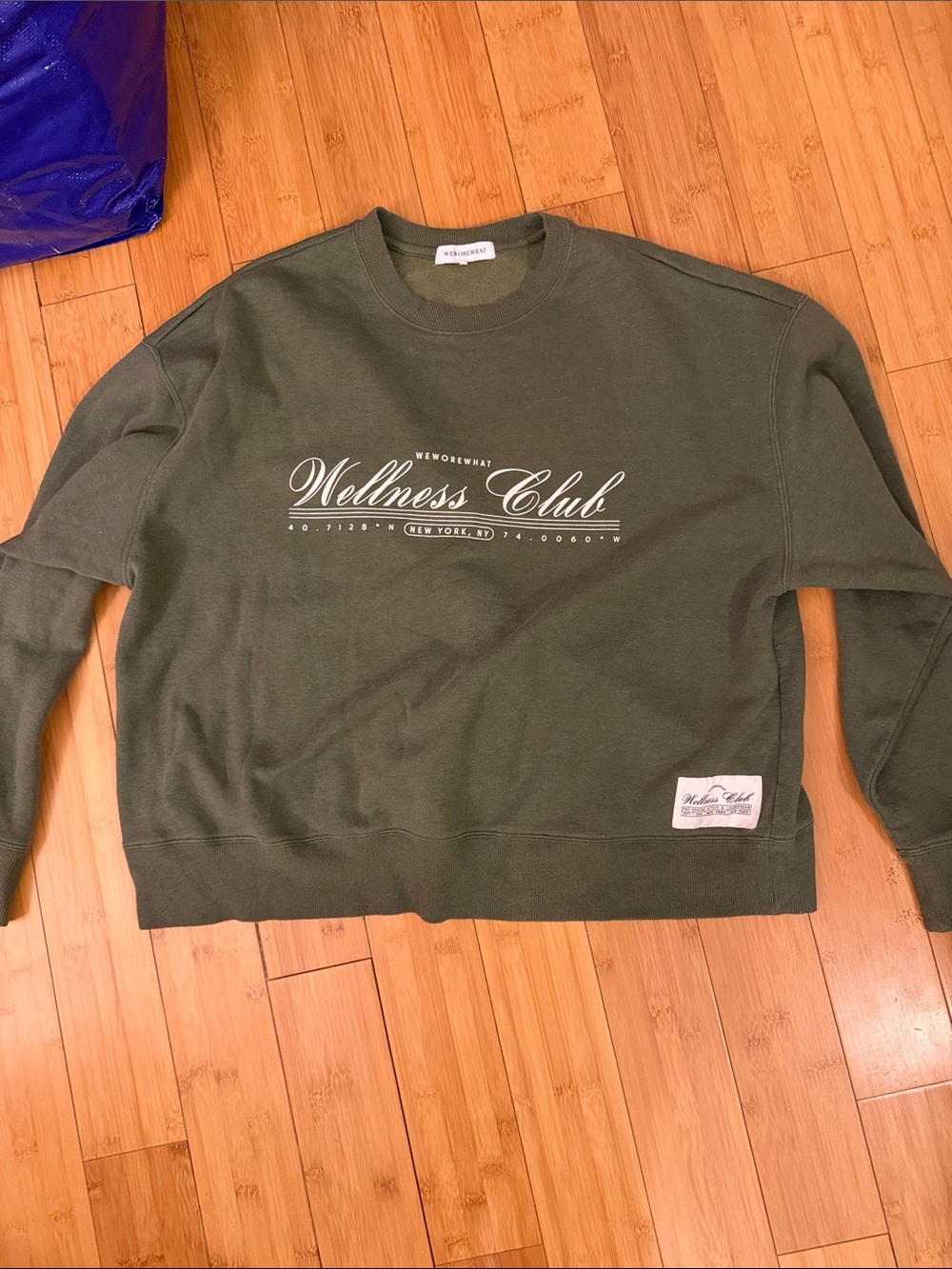 Weworewhat Oversized Olive Green Wellness Club Crewneck
